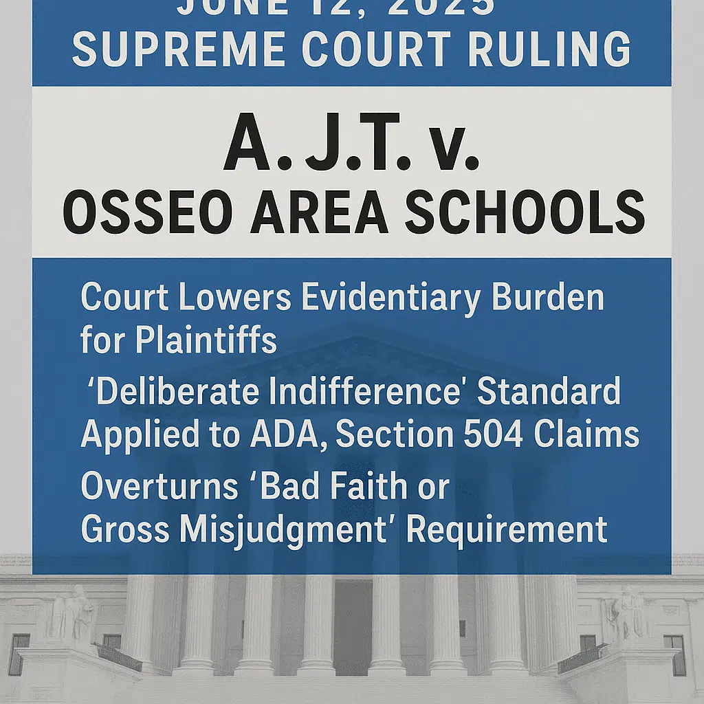 Supreme Court Lowers Legal Hurdles for Students with Disabilities: What A.J.T. v. Osseo Means for Families and Schools 7 Illustration of the U.S. Supreme Court building under a clear sky, symbolizing equal access to justice for students with disabilities.