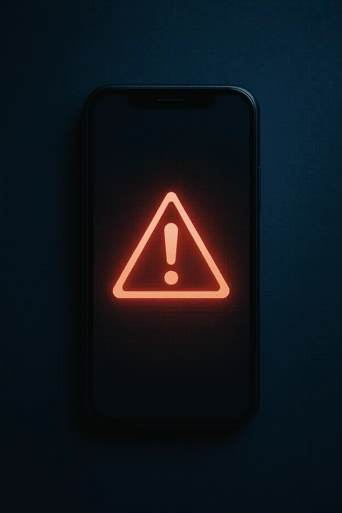When Deepfakes Enter the Classroom: A National Legal Perspective on AI-Generated Harassment and Title IX 11 Stylized smartphone displaying a red warning symbol, symbolizing the dangers of AI-generated deepfakes and digital harassment among students.