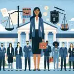 Scales of justice balanced over a university campus, symbolizing fairness and legal rights in Title IX investigations.
